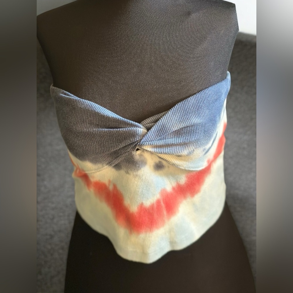 🇺🇸 Red White & Blue Tie-Dye Twisted Bandeau Tube Top | Aeropastale | Size Medium